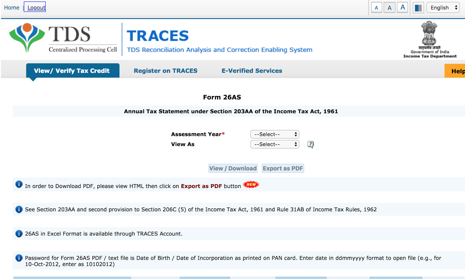 download form 26as from traces