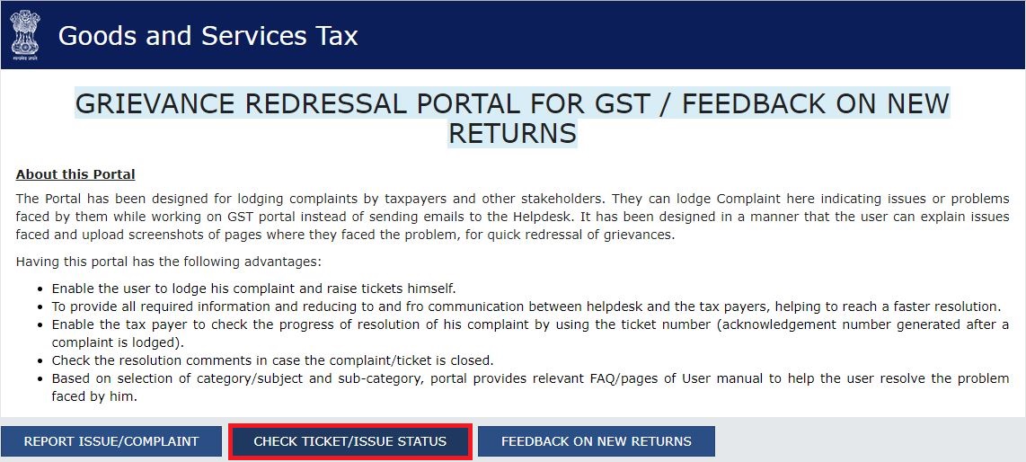 Check The Status Of The Grievance Filed On GST Portal - Learn By Quicko