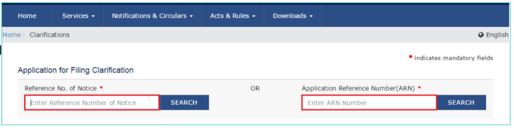 GST Portal - Application for Filing Clarification