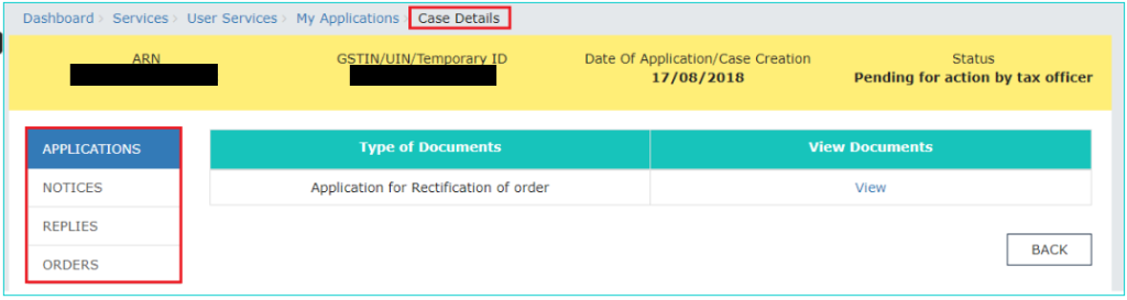 GST Portal - Case Details