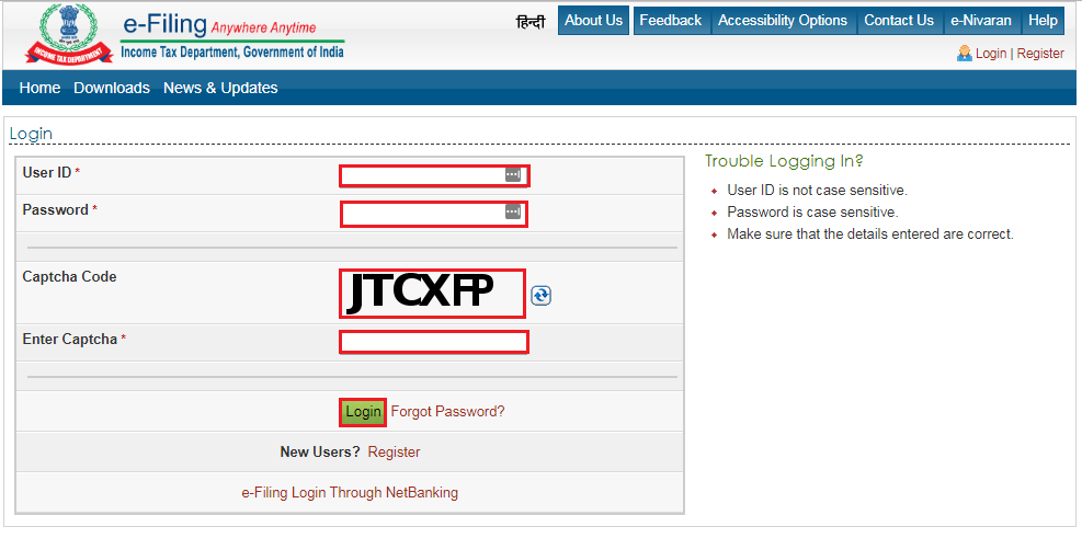 Income Tax E Filing Portal Login Process Learn By Quicko