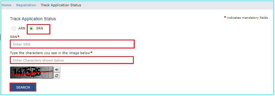 Tracking Application on GST Portal using SRN