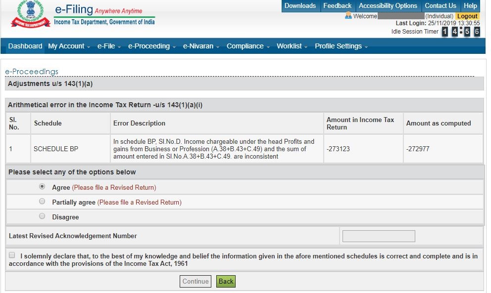 Response to notice us 143(1)(a)(i) - Agree with Mismatch in Notice
