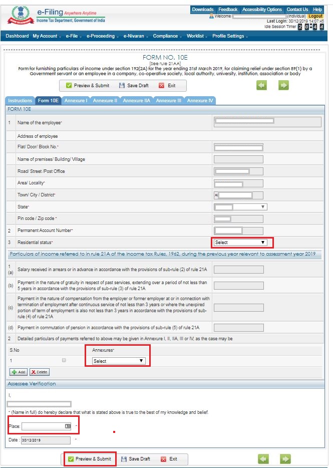 Form 10E on Income Tax E-filing Portal | Learn by Quicko