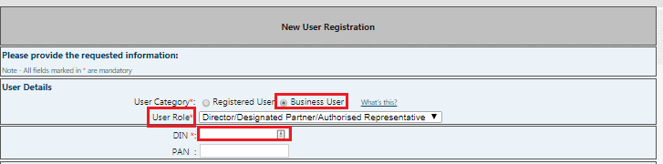 MCA Portal - User Details