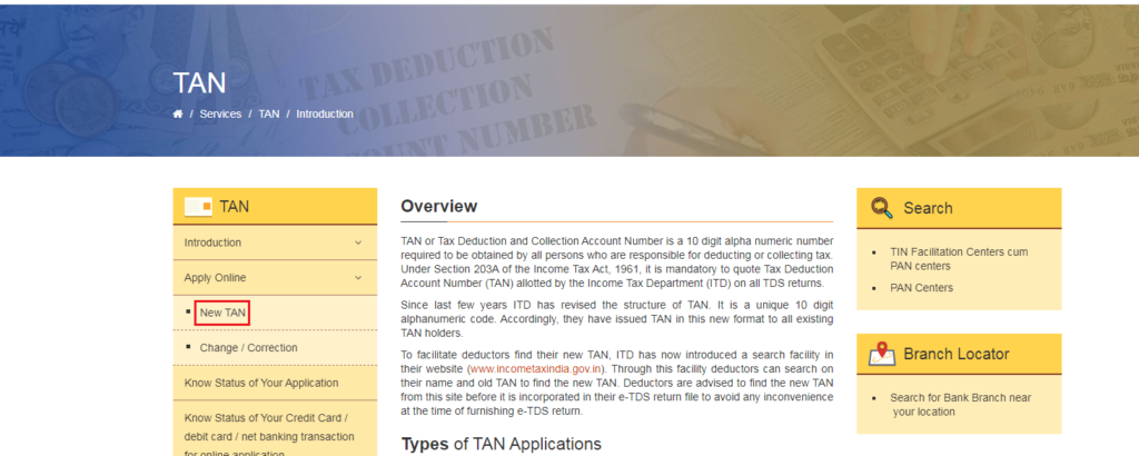 tan number application status