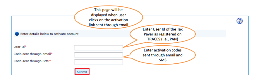 TRACES - Account Activation