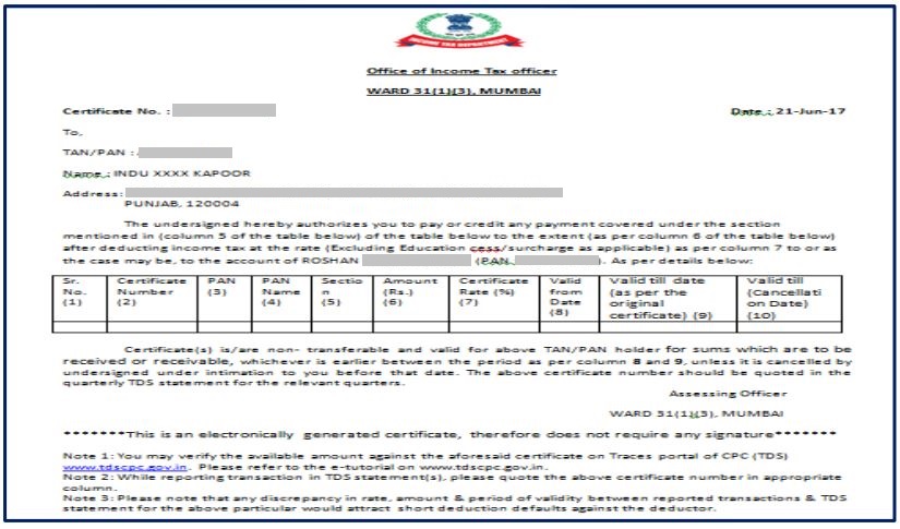 TRACES - Download Certificate Section 197