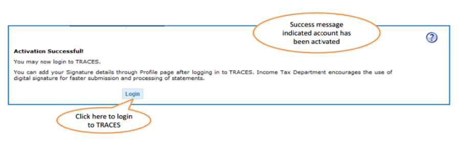 TRACES - Success Message