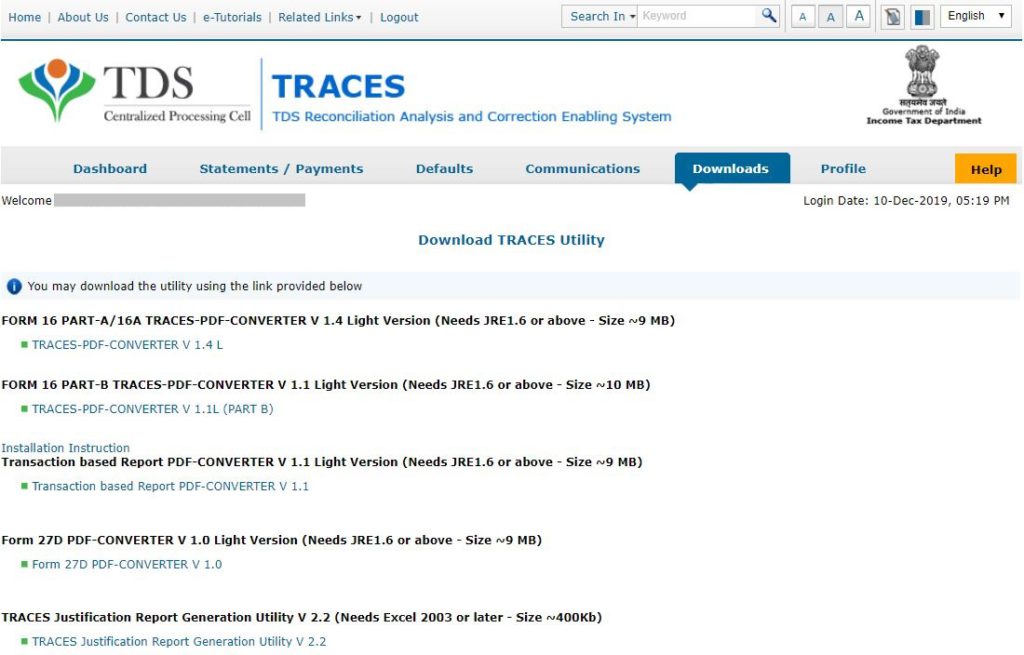 TRACES - TRACES Utility List