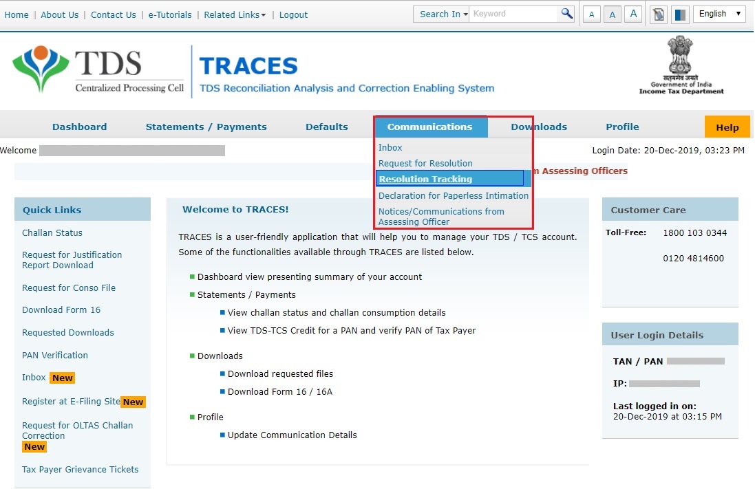 TRACES : Raise Grievance - Request for Resolution - Learn by Quicko