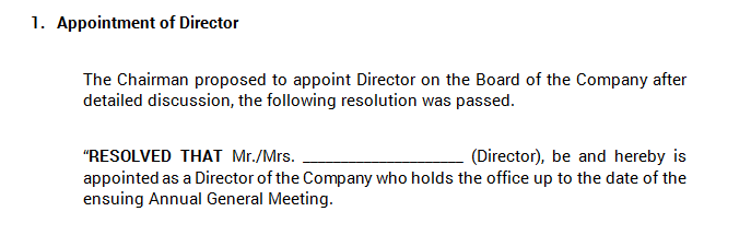 Board Meeting : Appointment of Director Learn by Quicko