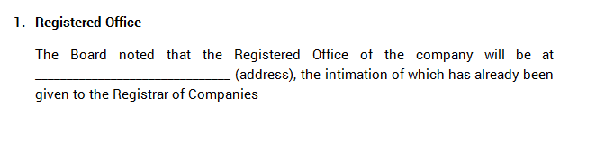 Board Meetings - Registered Office