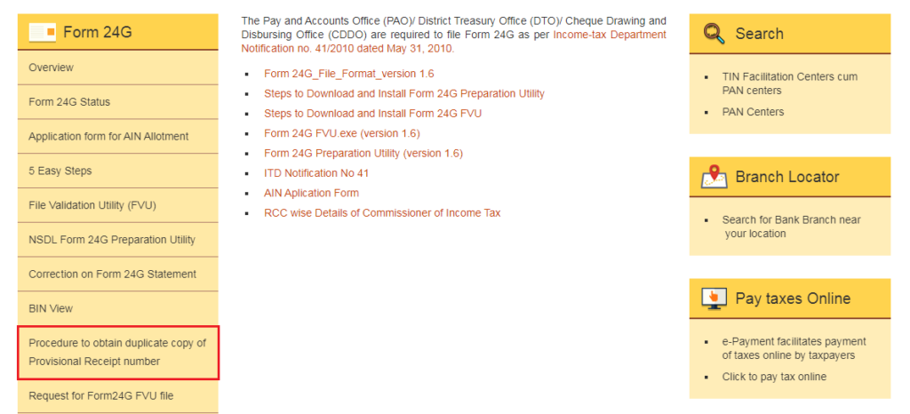 TIN-NSDL - Duplicate Provisional Receipt