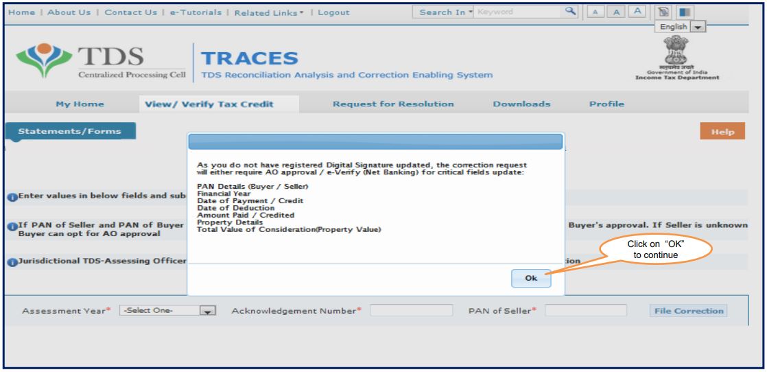 TRACES - Form 26QB Correction - AO Approval for Correction