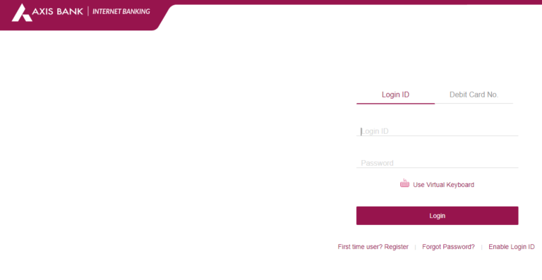 Axis Net Banking Login Page