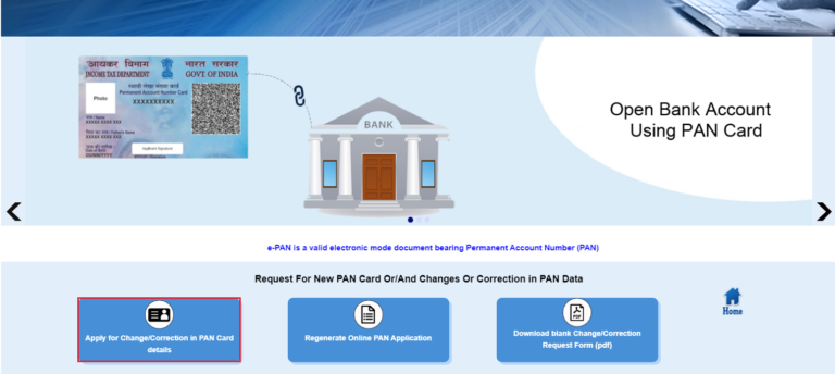 UTIITSL - Application for Change or Correction in PAN Option