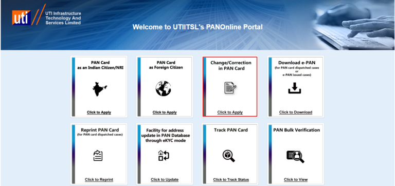 UTIITSL - Change or Correction in PAN