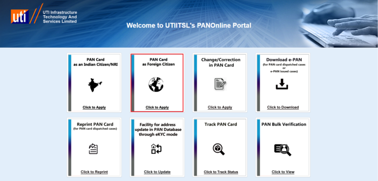 UTIITSL - Foreign PAN Card Application Option