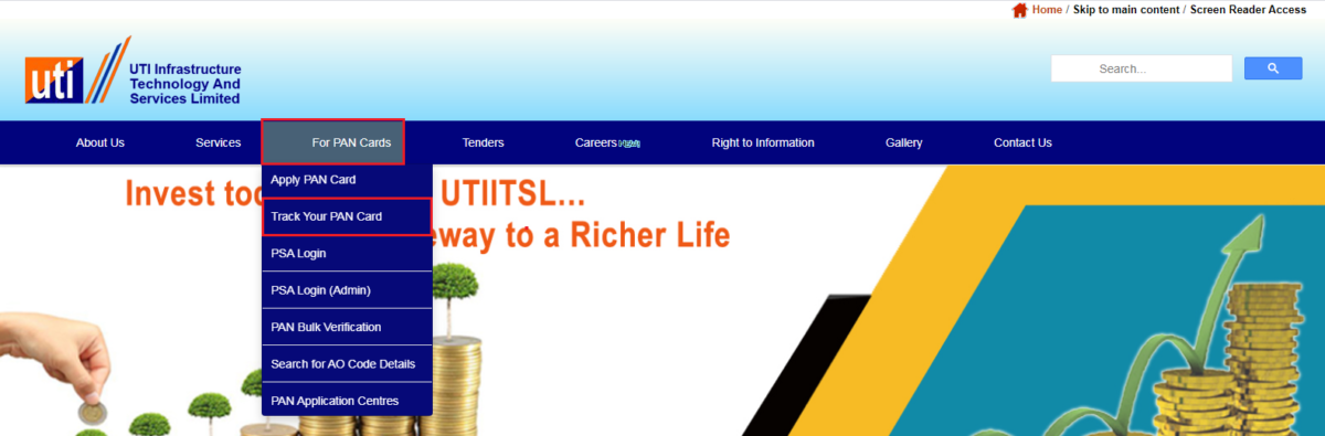 uti pan number find by aadhaar card