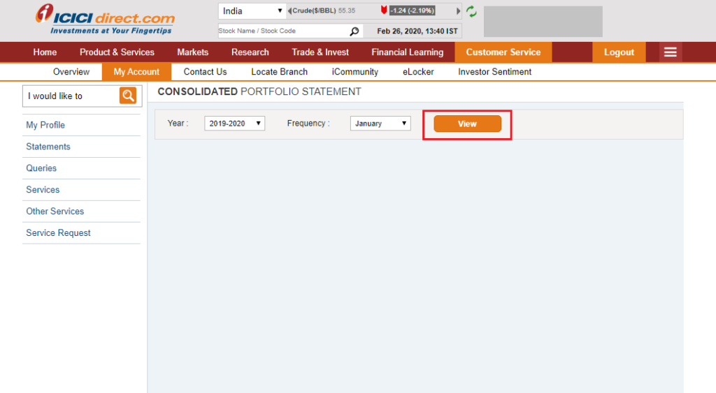 consolidated statement icici direct