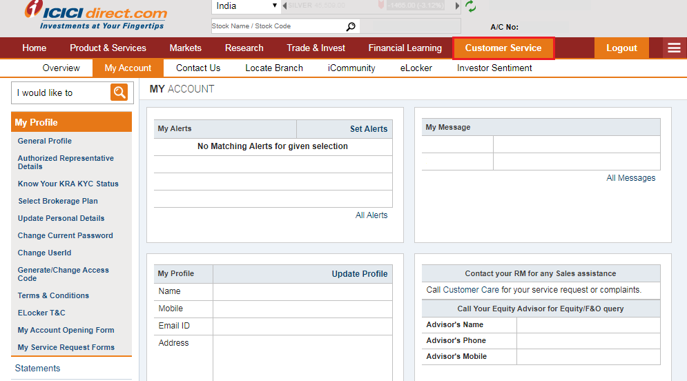 Dashboard- ICICI Direct login