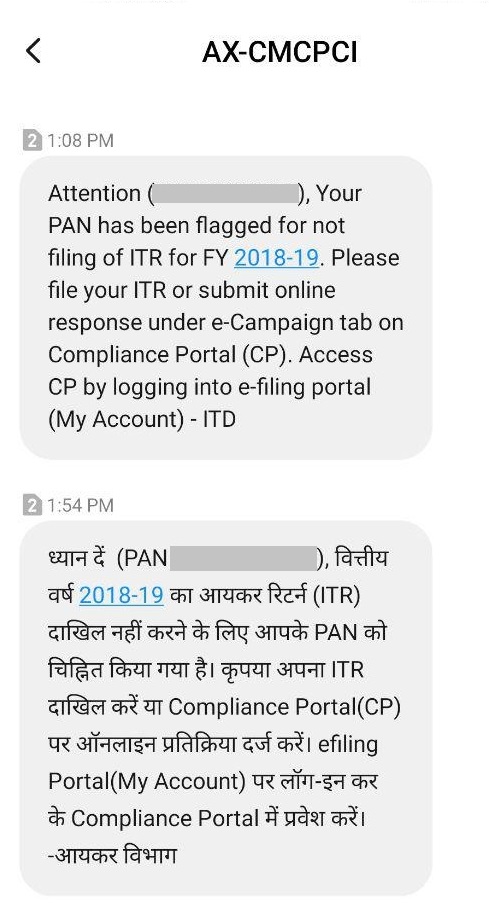 non filing of income tax return notice under which section