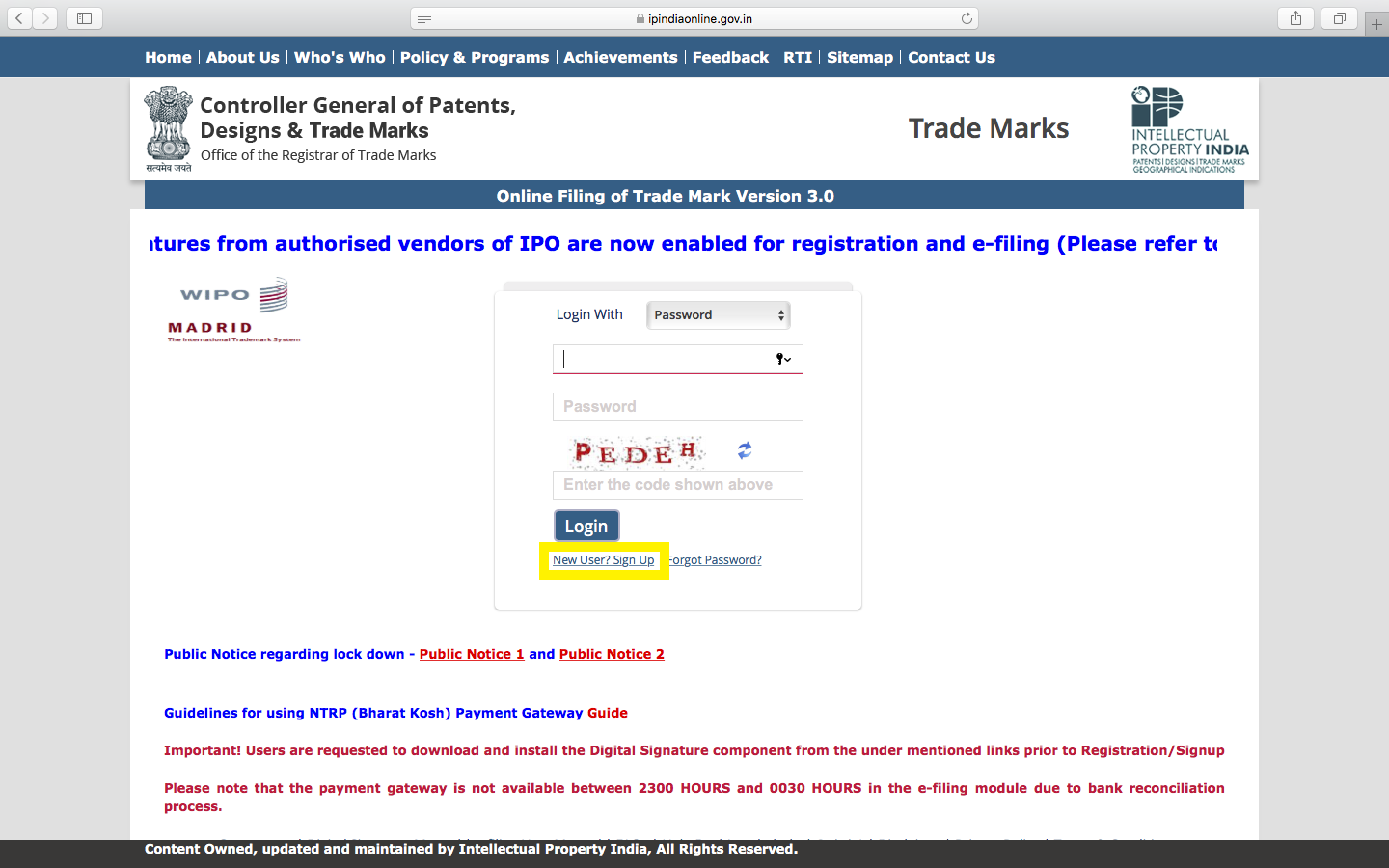 Trademark registry deals website